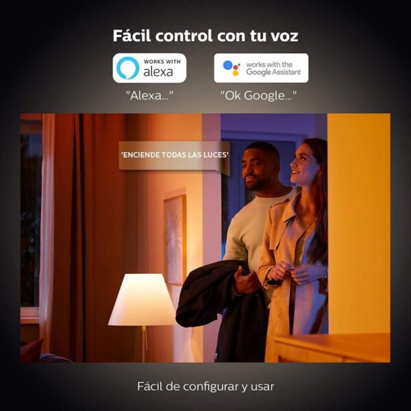 Philips Hue White Ambiance Kit 2 Bombillas LED Inteligente E27 Blanco Cálido a Frío Reacondicionado