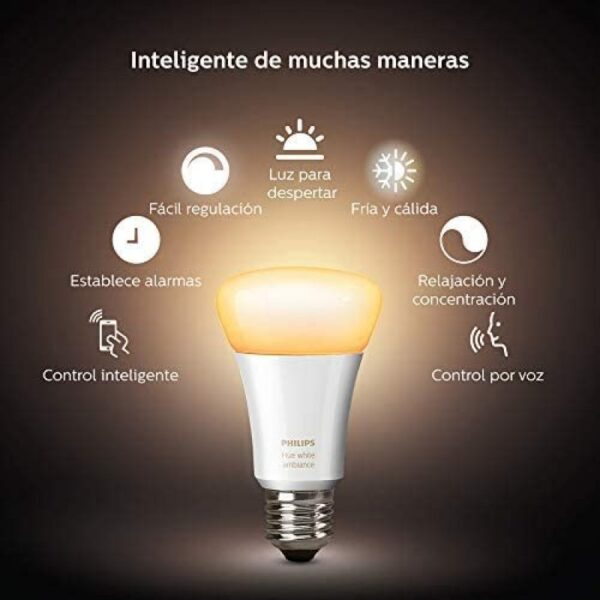 Philips Hue White Ambiance Kit 2 Bombillas LED Inteligente E27 Blanco Cálido a Frío Reacondicionado