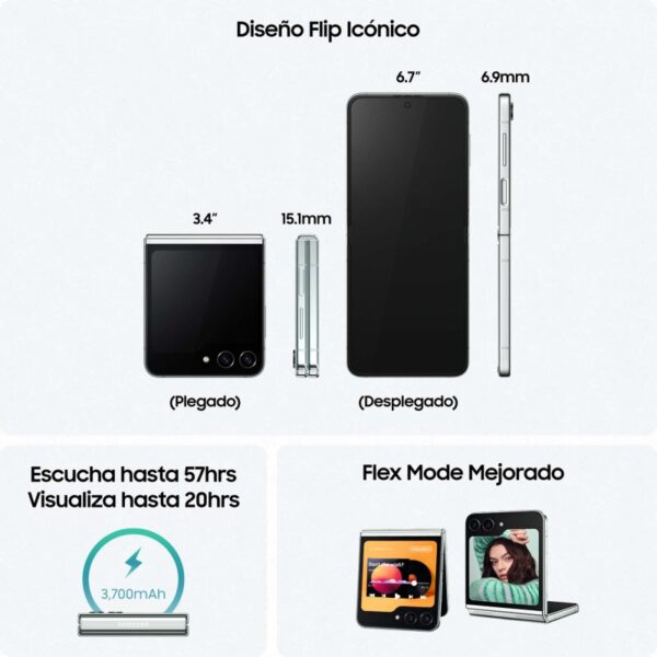 Samsung Galaxy Z Flip5 8/512GB Menta + Cargador de Pared 25W Reacondicionado
