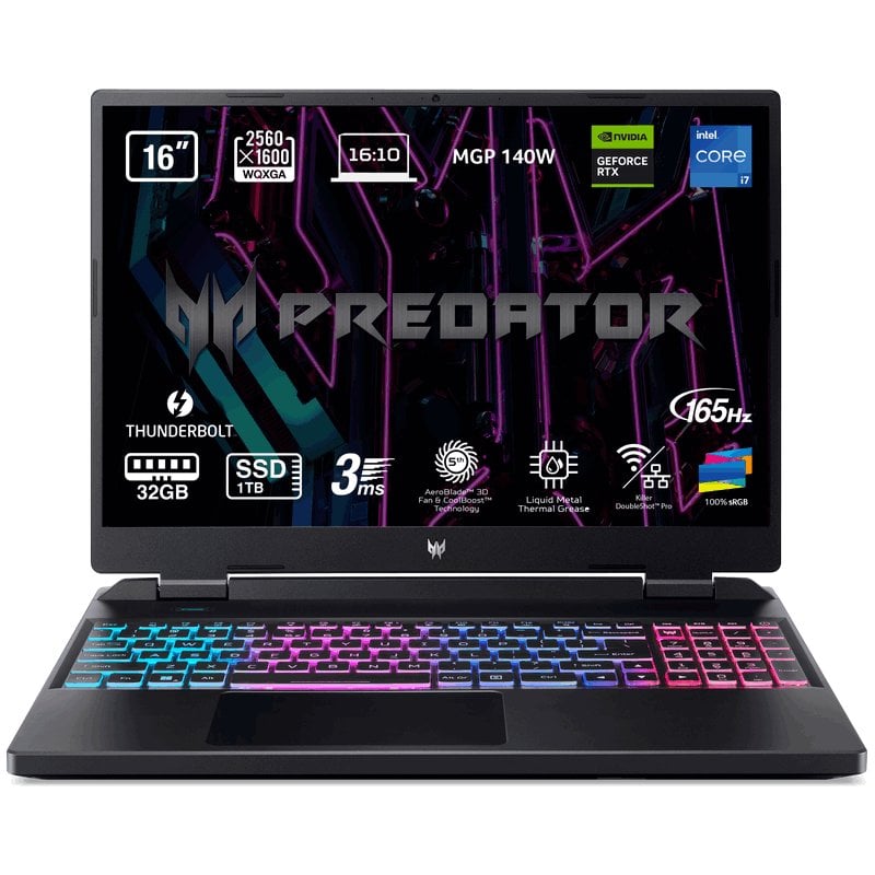 Acer Predator Helios Neo 16 PHN16-71-76XV Intel Core i7-13700HX/32GB/1TB SSD/RTX 4060/16"" Reacondicionado