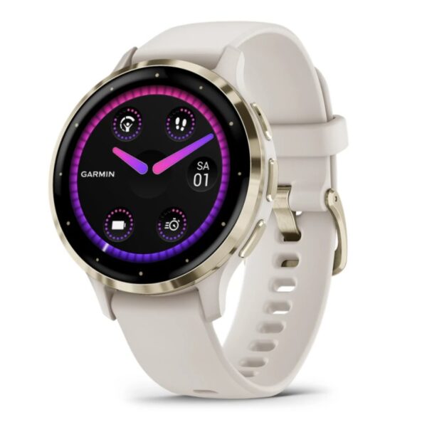 Garmin Venu 3S Reloj Smartwatch 41mm Bisel Acero Inoxidable Gris Gold con Correa de Silicona Beige Reacondicionado