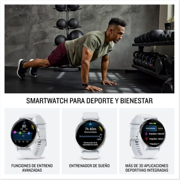 Garmin Venu 3 Reloj Smartwatch 45mm Bisel Acero Inoxidable con Caja y Correa de Silicona Blanca Reacondicionado