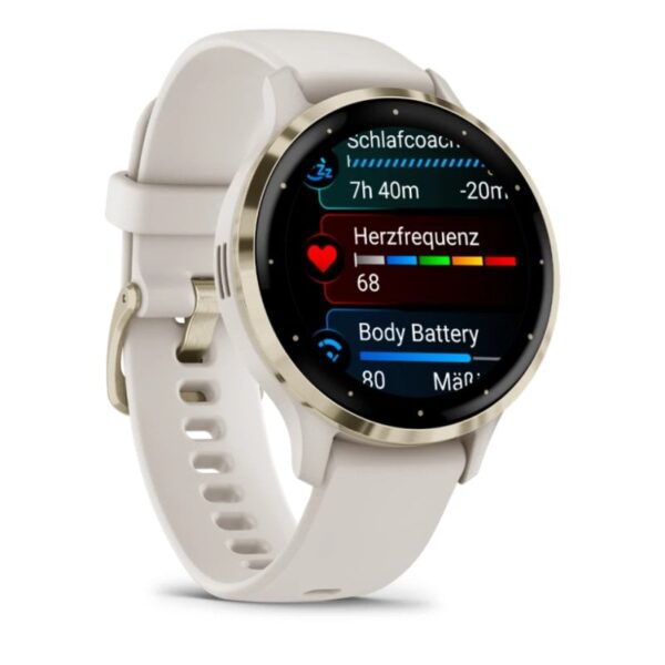 Garmin Venu 3S Reloj Smartwatch 41mm Bisel Acero Inoxidable Gris Gold con Correa de Silicona Beige Reacondicionado