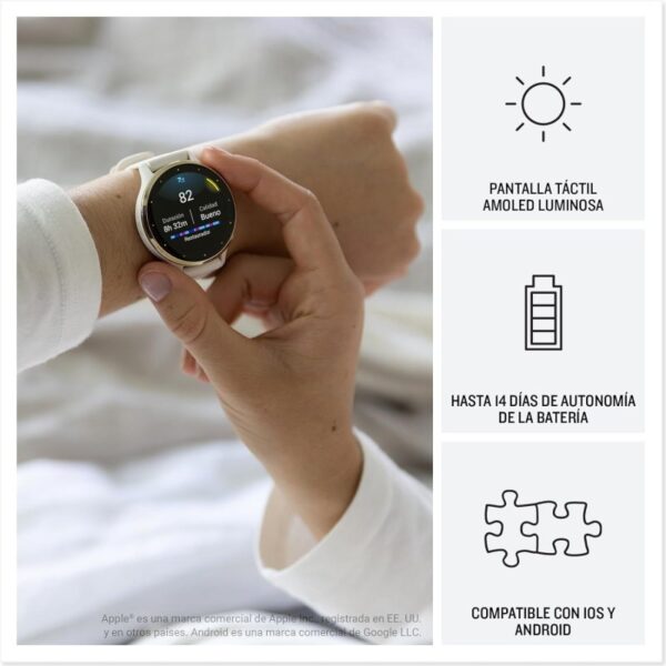 Garmin Venu 3 Reloj Smartwatch 45mm Bisel Acero Inoxidable con Caja y Correa de Silicona Blanca Reacondicionado