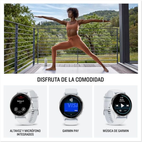 Garmin Venu 3 Reloj Smartwatch 45mm Bisel Acero Inoxidable con Caja y Correa de Silicona Blanca Reacondicionado