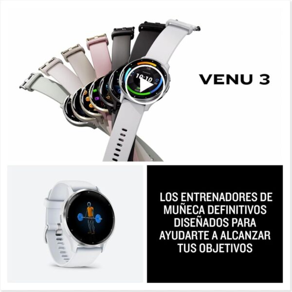 Garmin Venu 3 Reloj Smartwatch 45mm Bisel Acero Inoxidable con Caja y Correa de Silicona Blanca Reacondicionado