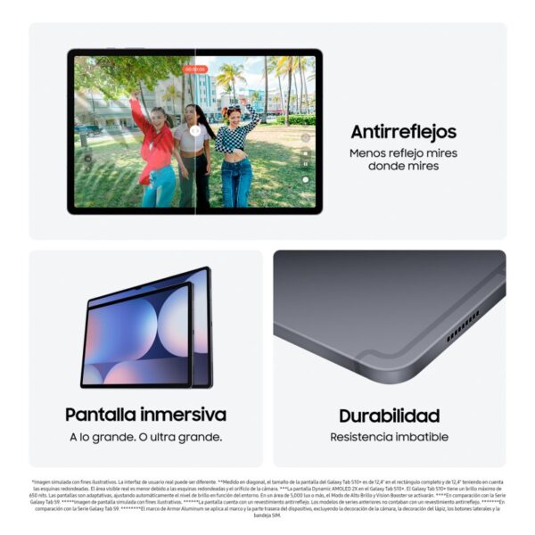 Samsung Galaxy Tab S10+ WiFi 12.4" AMOLED 256GB Procesador Dimensity 9300 Batería 10.090mAh Gris Reacondicionado