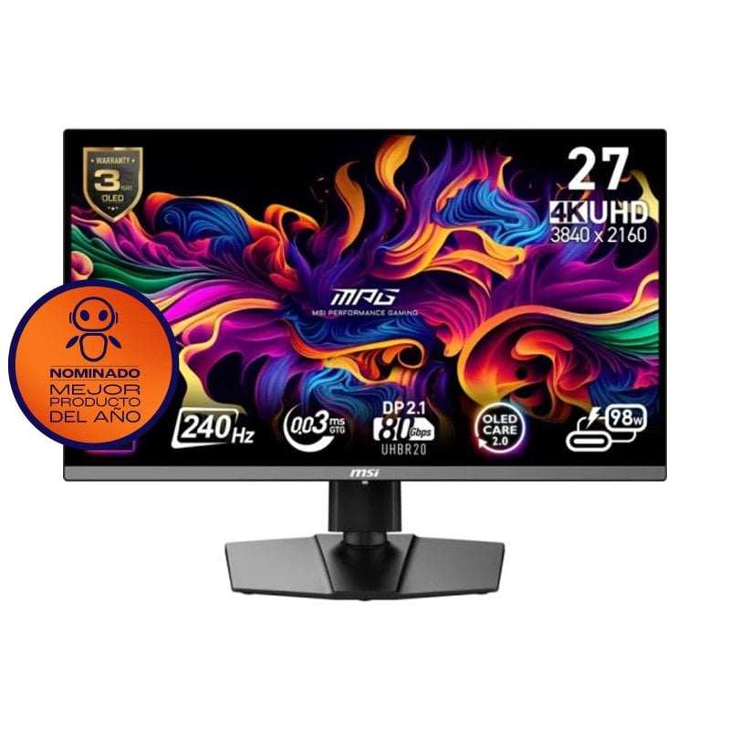 MSI MPG 272URX QD-OLED 26.5" QD-OLED UltraHD 4K 240Hz 0.03ms Altura Ajustable Adaptive Sync USB-C Reacondicionado