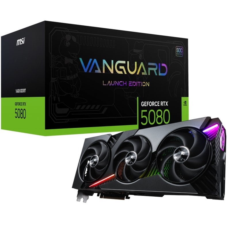 MSI GeForce RTX 5080 VANGUARD SOC LAUNCH EDITION 16GB GDDR7 Reflex 2 RTX AI DLSS4