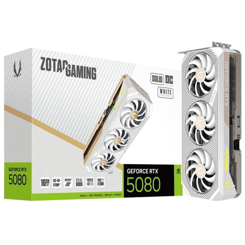 ZOTAC GAMING GeForce RTX 5080 SOLID OC 16GB GDDR7 Reflex 2 RTX AI DLSS4 Blanca Reacondicionado