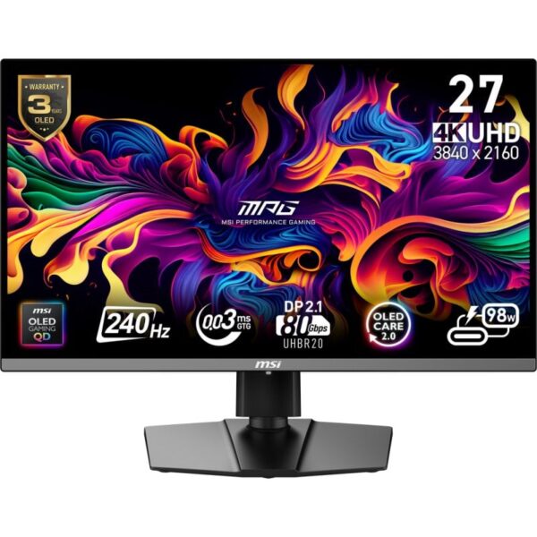 MSI MPG 272URX QD-OLED 26.5" QD-OLED UltraHD 4K 240Hz 0.03ms Altura Ajustable Adaptive Sync USB-C Reacondicionado