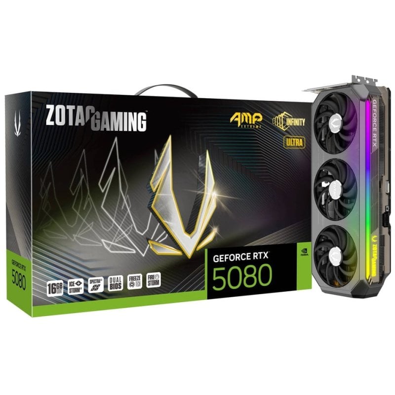 ZOTAC GAMING GeForce RTX 5080 AMP Extreme INFINITY ULTRA 16GB GDDR7 Reflex 2 RTX AI DLSS4 Reacondicionado