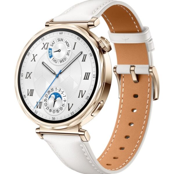 Huawei Watch GT 5 AMOLED 41mm Reloj Smartwatch Dorado con Correa de Cuero Compuesto Blanca Reacondicionado