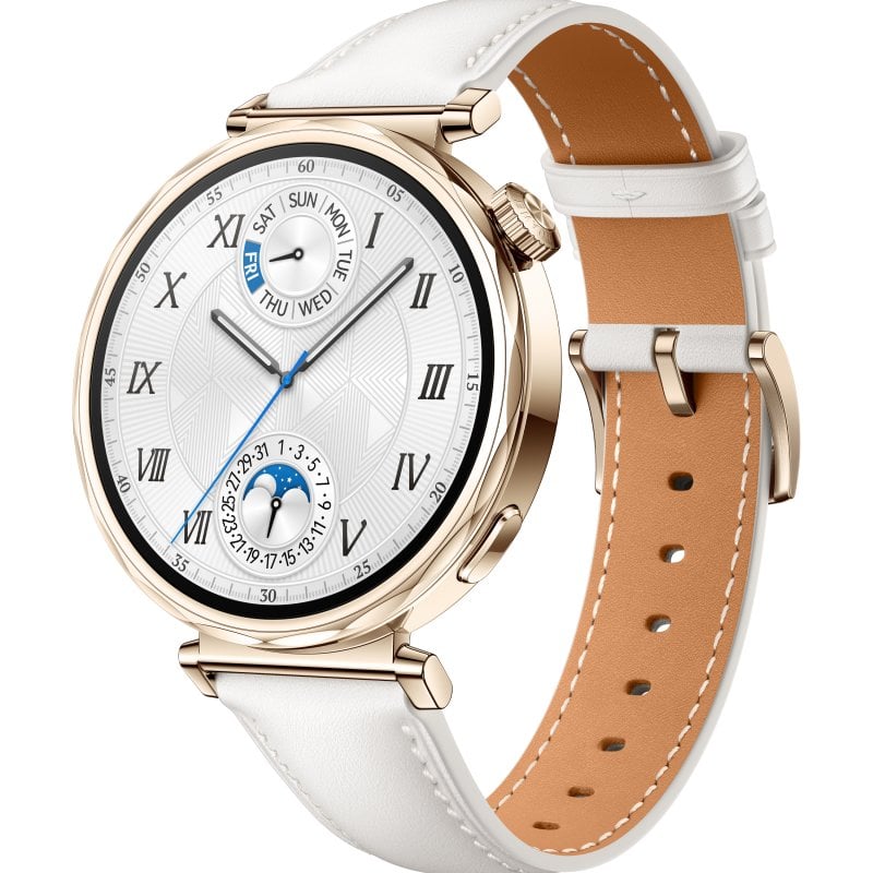 Huawei Watch GT 5 AMOLED 41mm Reloj Smartwatch Dorado con Correa de Cuero Compuesto Blanca Reacondicionado