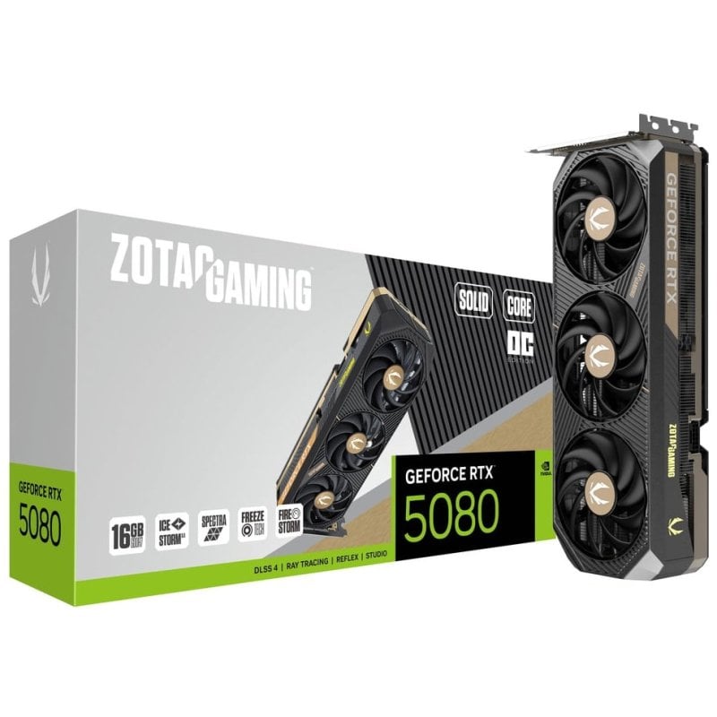 ZOTAC GAMING GeForce RTX 5080 SOLID CORE OC 16GB GDDR7 Reflex 2 RTX AI DLSS4 Reacondicionado