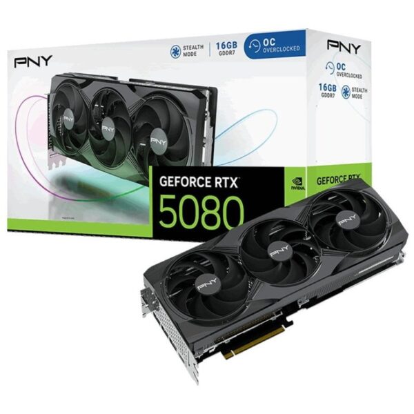 PNY GeForce RTX 5080 Overclocked Triple Fan 16GB GDDR7 Reflex 2 RTX AI DLSS4 Reacondicionado