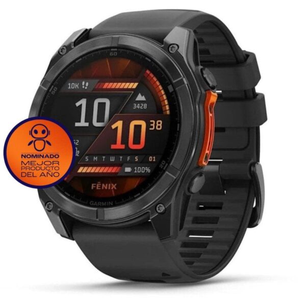 Garmin Fenix 8 AMOLED 51mm Reloj Smartwatch Gris con Correa de Silicona Negra Reacondicionado