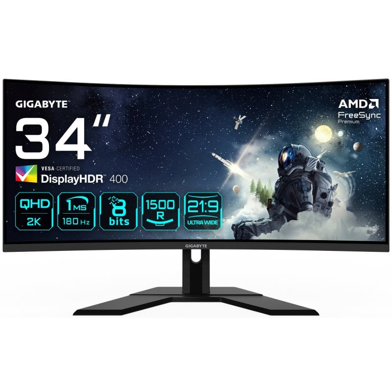 Gigabyte G34WQCP 34" LED VA UltraWide QHD 180Hz HDR 400 FreeSync Premium Curva Reacondicionado
