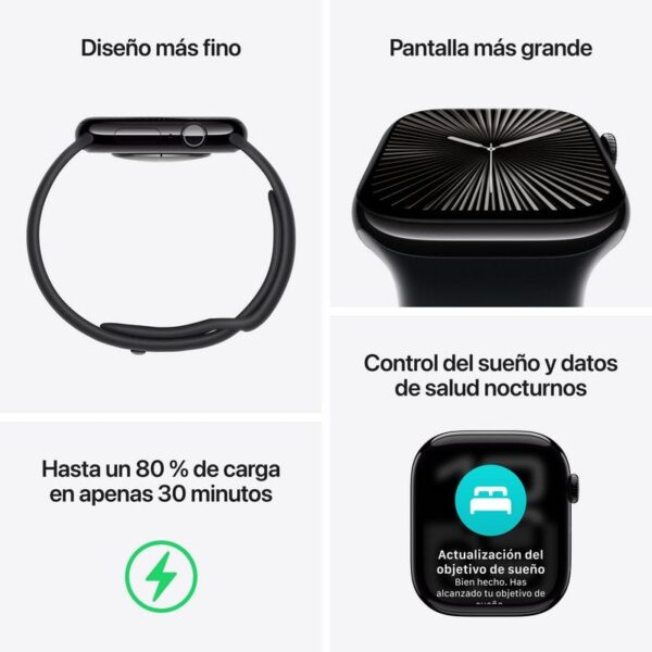 Apple Watch Series 10 GPS + Cellular 46mm Caja Aluminio Negro Azabache y Correa Deportiva Negra S/M Reacondicionado