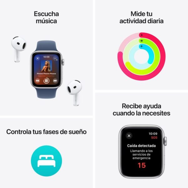 Apple Watch SE GPS 44mm Caja de Aluminio Plata con Correa Deportiva Azul Denim M/L Reacondicionado