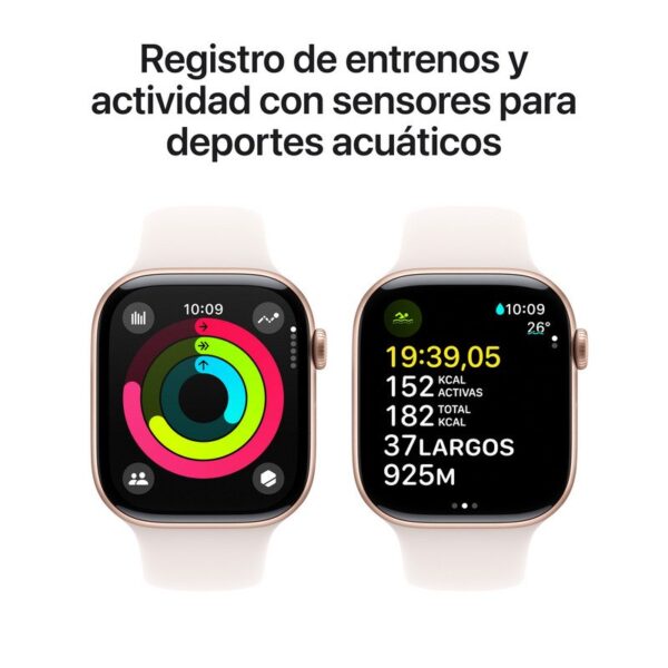Apple Watch Series 10 GPS 46mm Caja Aluminio Oro Rosa con Correa Deportiva Rosa Rubor M/L