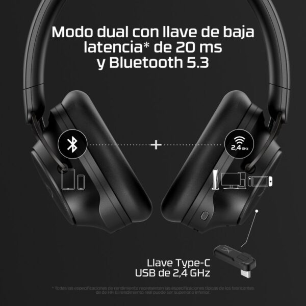HyperX Cloud MIX 2 Auriculares Gaming Inalámbricos Bluetooth con Cancelación de Ruido Negros Reacondicionado