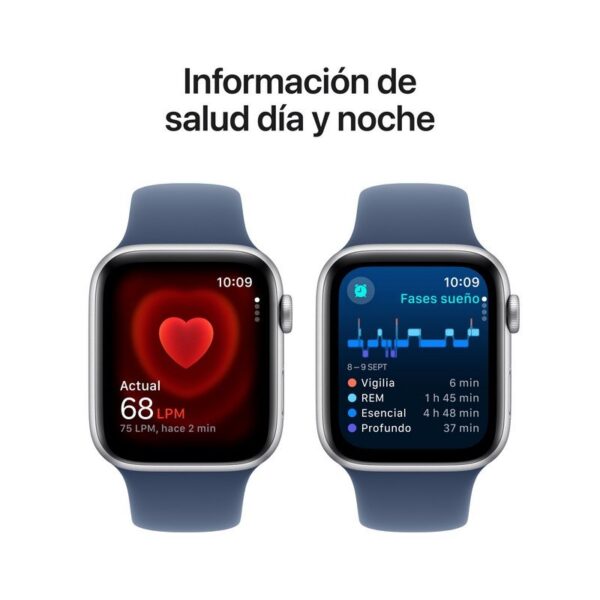 Apple Watch SE GPS 44mm Caja de Aluminio Plata con Correa Deportiva Azul Denim M/L Reacondicionado