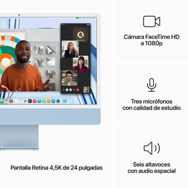 Apple iMac Apple M3/8GB/512GB SSD/10 Núcleos GPU/24" 4.5K Retina Azul Reacondicionado