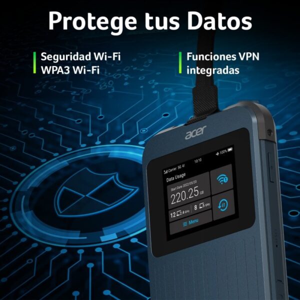 Acer Connect Enduro M3 Router 5G Mobile Hotspot, Router WiFi 6 Dual Band, 2.4" Táctil, NanoSim Reacondicionado