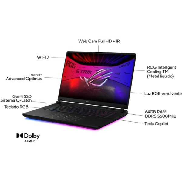 ASUS ROG Strix SCAR 16 G635LX-S5031 Intel Core Ultra 9 275HX/32GB/1TB SSD/RTX 5090/16" Reacondicionado