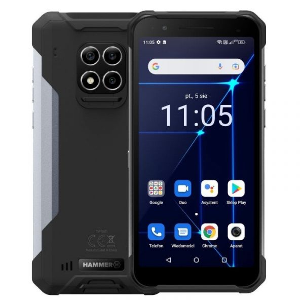 Hammer Construction 6/128GB Rugerizado Negro/Plata Libre Reacondicionado
