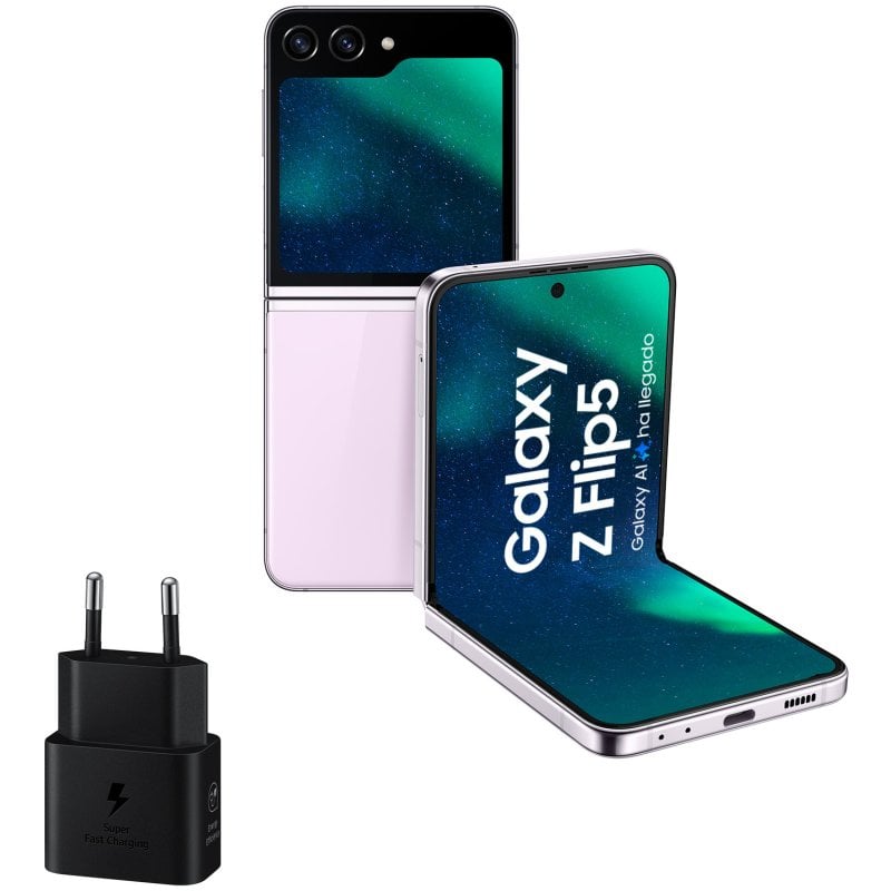 Samsung Galaxy Z Flip5 8/512GB Lavanda + Cargador de Pared 25W