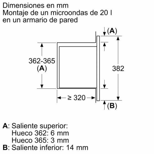 Balay 3CG5142X3 Microondas Integrable con Grill 20L 800W Negro/Inox Reacondicionado